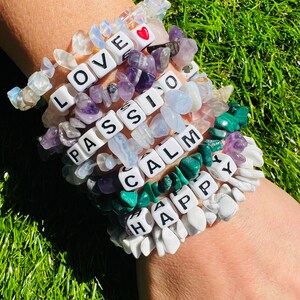 Crystal Kandi Bracelets, Stretchy Crystal Chip Bracelet, Personalized Birthstone Bracelet