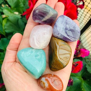 Beginner Crystals Kit, 6 Medium Polished Genuine Tumbled Crystals