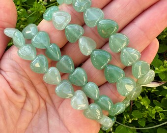 Green Aventurine Crystal Heart Beads, 8mm Wholesale High-Quality AAA Grade Crystal Beads, 8mm Bulk Genuine Gemstone Beads