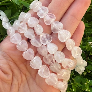 Rose Quartz Crystal Heart Beads, 8mm Wholesale High-Quality AAA Grade Crystal Beads, 8mm Bulk Genuine Gemstone Beads