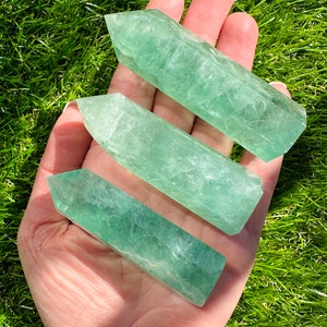 Green Fluorite Crystal Tower, 1 Genuine Polished Green Fluorite Crystal Point Tower