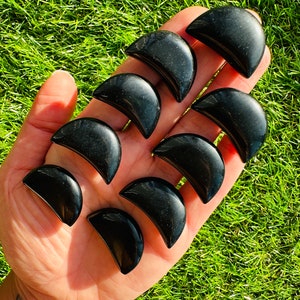 Black Obsidian Crystal Moon, Black Obsidian Crystal Moon Carving