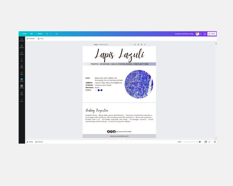 135 Editable Crystal Meaning Cards, Crystal Printable Cards, Crystal ...