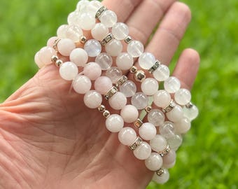 Handmade AAA Flashy Moonstone Bracelet, Natural Moonstone Crystal Bead Bracelet, Gift for Her, Crystal Gift