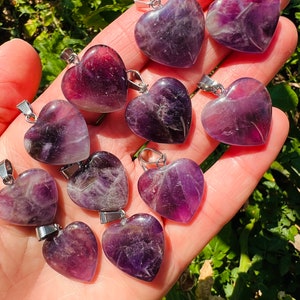 Amethyst Crystal Heart Pendant for Jewelry Making