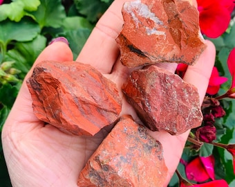 Jaspe rojo crudo, 1 espécimen de cristal de jaspe rojo genuino en bruto mediano