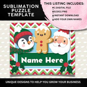 Christmas Sublimation template, Puzzle design, Personalized, PNG, Digital Download, Sublimation Puzzles, Kids Sublimation, Instant