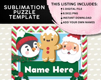 Christmas Sublimation template, Puzzle design, Personalized, PNG, Digital Download, Sublimation Puzzles, Kids Sublimation, Instant