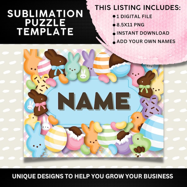 Easter Sublimation, PNG Design, Instant download, Personalized, Sublimation file, PNG, Puzzle design, Sublimation blanks, Girl gifts