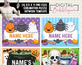 Halloween Sublimation Puzzle | 8.5x11 PNG | Kids Spooky Puzzle Template | Instant Digital Download