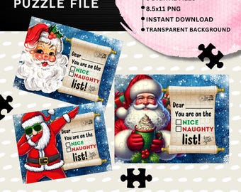 Christmas Sublimation Puzzle Design | Santa Letter I  8.5x11 PNG | Santa Holiday Kids Puzzle Template | Ready to Press Download