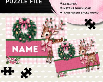 Christmas Sublimation Puzzle Design | Santa Winter Holiday Puzzle PNG | 8.5x11 Ready to Press | Kids Puzzle Template