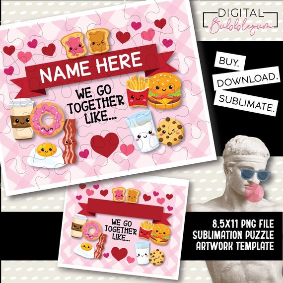 Valentines Day Sublimation, PNG Design, Instant download, Personalized,  Sublimation file, PNG, Puzzle design, Sublimation blanks, puzzles