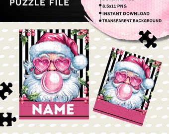 Pink Christmas Sublimation PNG Designs, Instant download, Personalized, Sublimation file, PNG, Puzzle design, Sublimation blanks, Kids Gifts