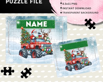 Boys Christmas Sublimation PNG Designs, Instant download, Personalized, Sublimation file, PNG, Puzzle design, Sublimation blanks, Kids Gifts
