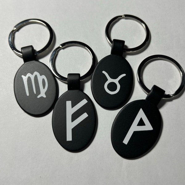 Metal Rune and Astrology Keychain