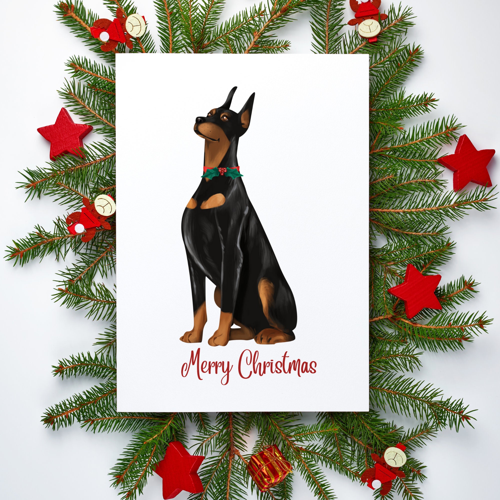 Doberman Pinscher Christmas Card Pet Holiday Card Dog Mom - Etsy