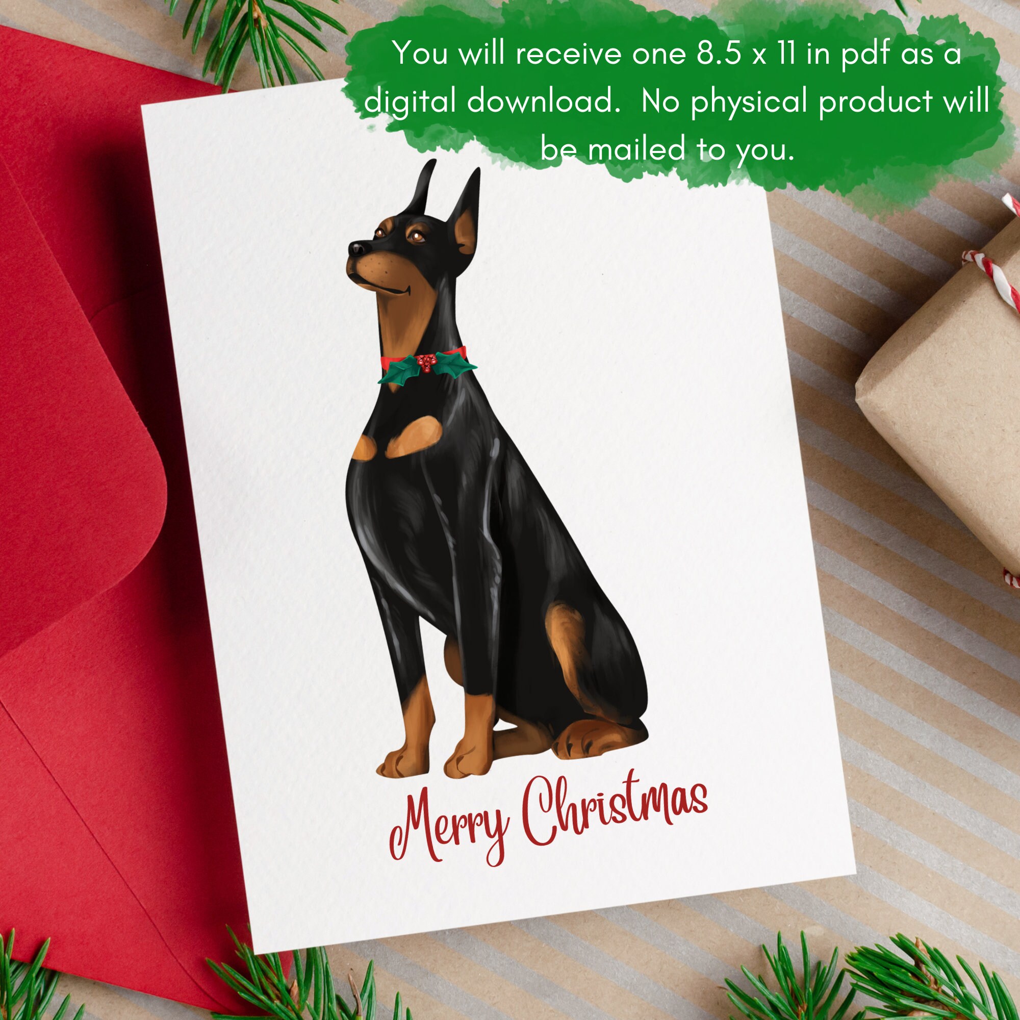 Doberman Pinscher Christmas Card Pet Holiday Card Dog Mom - Etsy