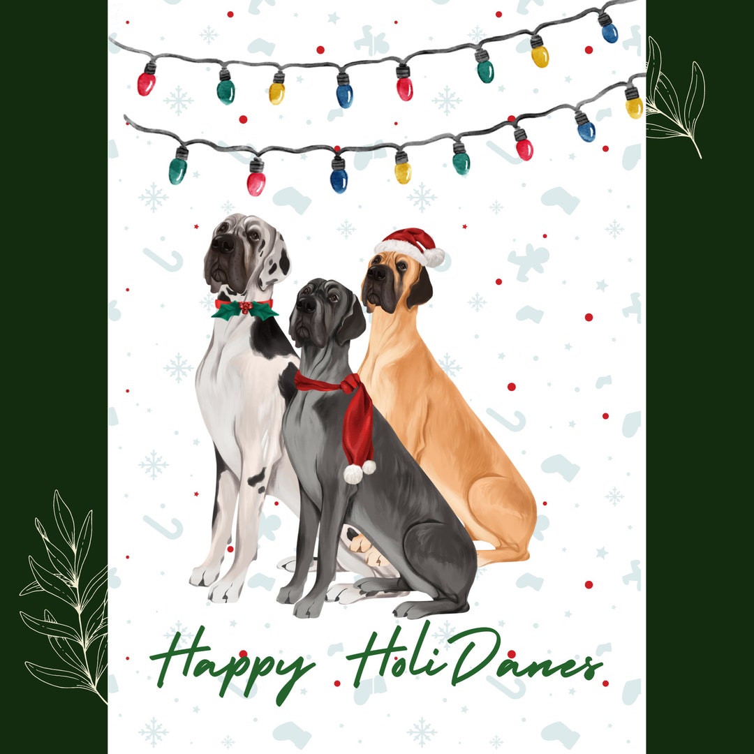 Great Dane Christmas Card, Pet Holiday Card, Dog Mom Card, Dog Dad Card