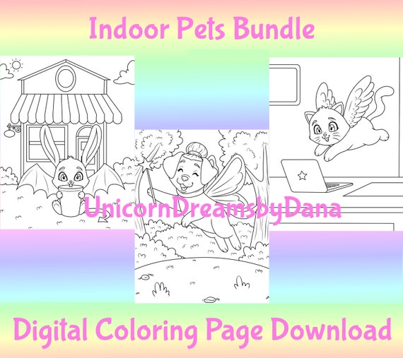 Indoor Pets Hybrid Coloring Page Bundle Animal Hybrid | Etsy