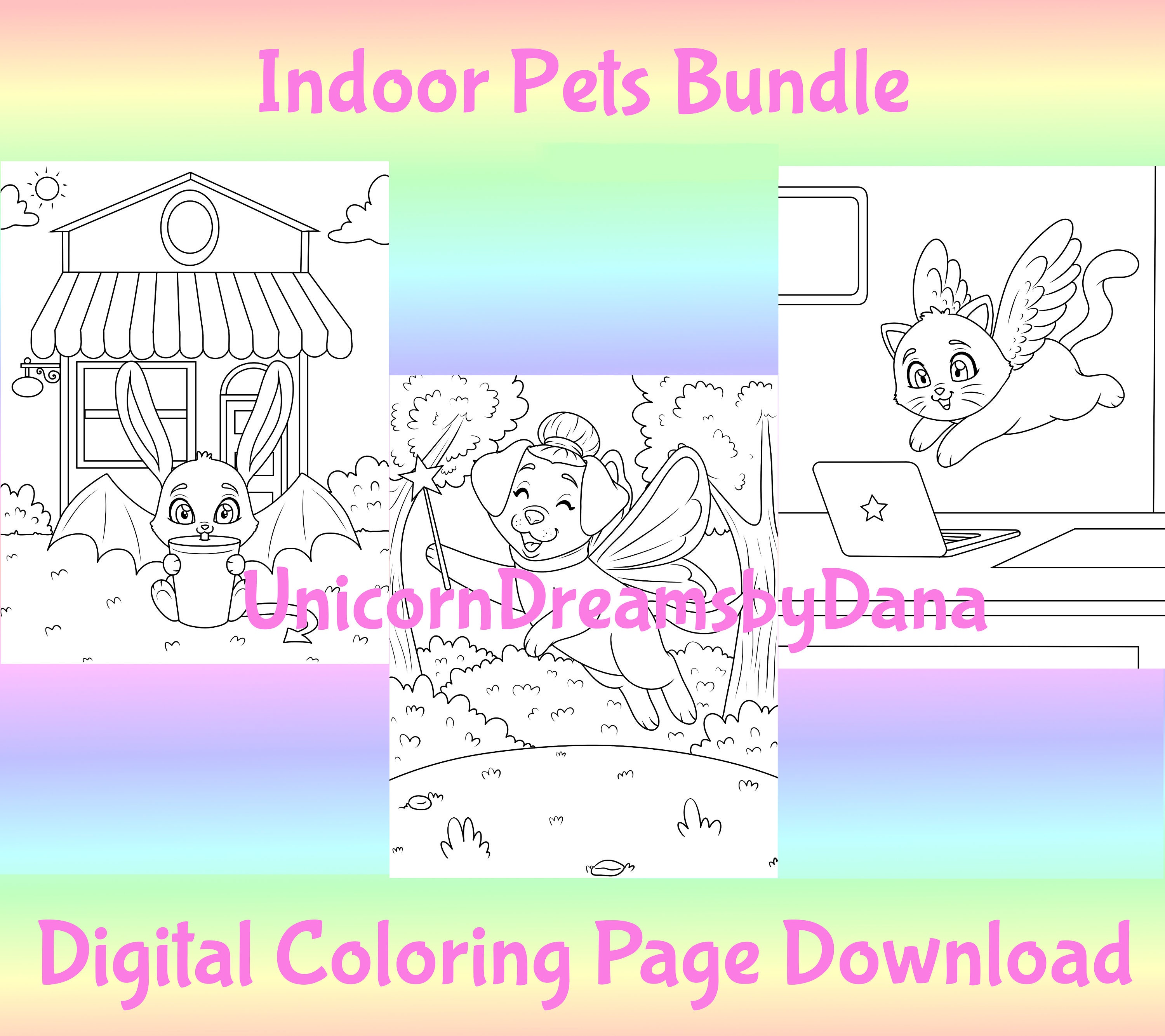 Indoor Pets Hybrid Coloring Page Bundle Animal Hybrid Etsy
