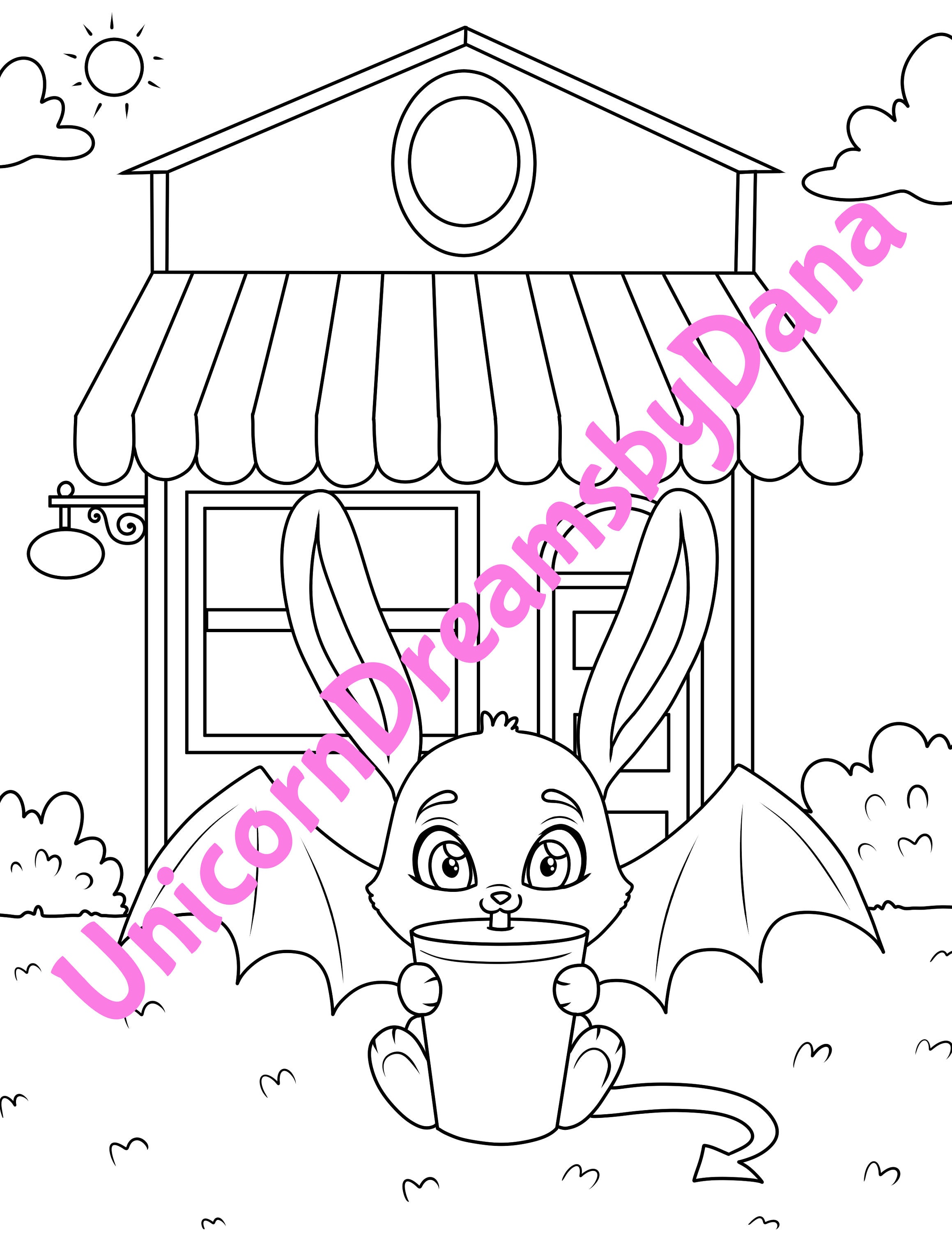 Bunny Dragon Hybrid Coloring Page Animal Hybrid Coloring Etsy