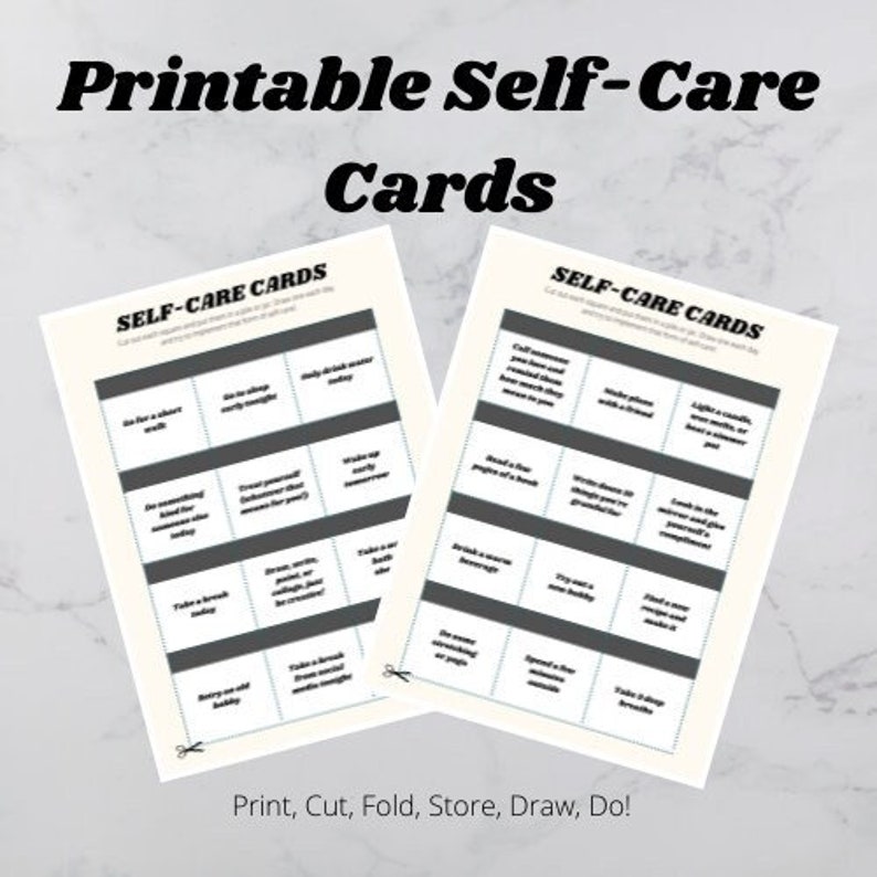 Printable Self Care Cards Care Cards Self Care Kit Self - Etsy
