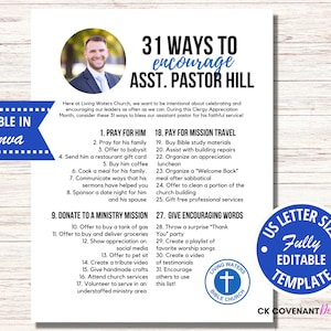 Pastor Appreciation Gift, Clergy Appreciation Month, Editable Template, Personalized Gift for Pastor, Church Gift, Pastor Apprecation GIfts