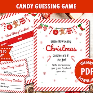 Guess How Many, How Many Candies, Candy Guessing Game, Guess How Many Game, Candy Guess Game, Christmas Party Game, Instant Download Game