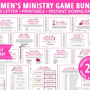 Women's Ministry Game Bundle, Bible Games, Find the Guest Bingo, Women's Retreat Activities, Women's Fellowship Activities, Bible Match Game