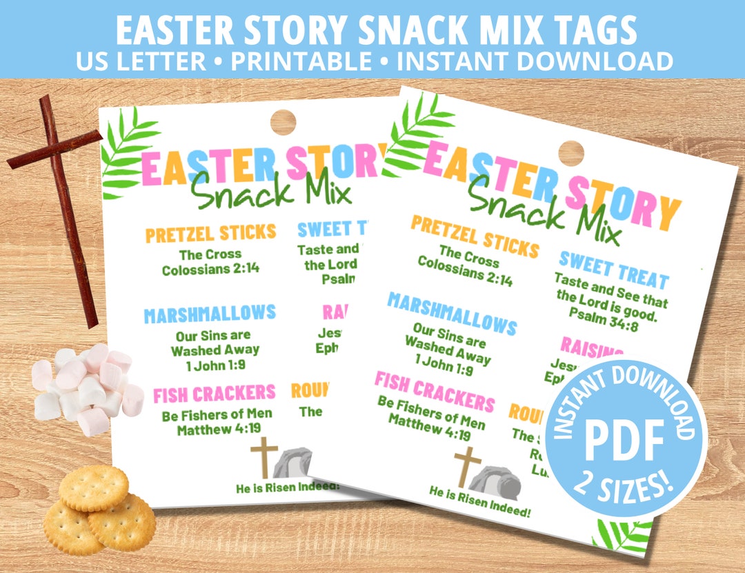 Easter Story Snack Mix, Easter Printable, Easter Story, Printable