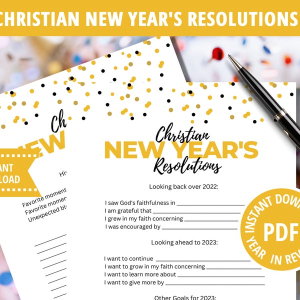 New Year's, New Year's Printables, Year in Review, Church Printable, Christian Planner, New Year Goals, Goal Setting, Reflections, Christian