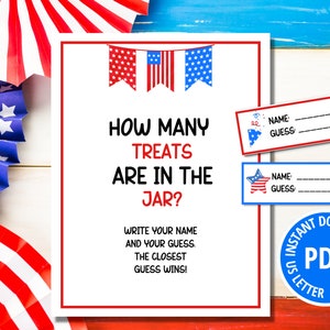 Independence Day Guess How Many, Candy Guessing Game, Guess How Many Game, Candy Guess Game, Guess How Many Game, PDF, Instant Download Game
