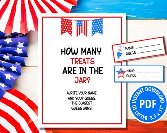 Independence Day Guess How Many, Candy Guessing Game, Guess How Many Game, Candy Guess Game, Guess How Many Game, PDF, Instant Download Game