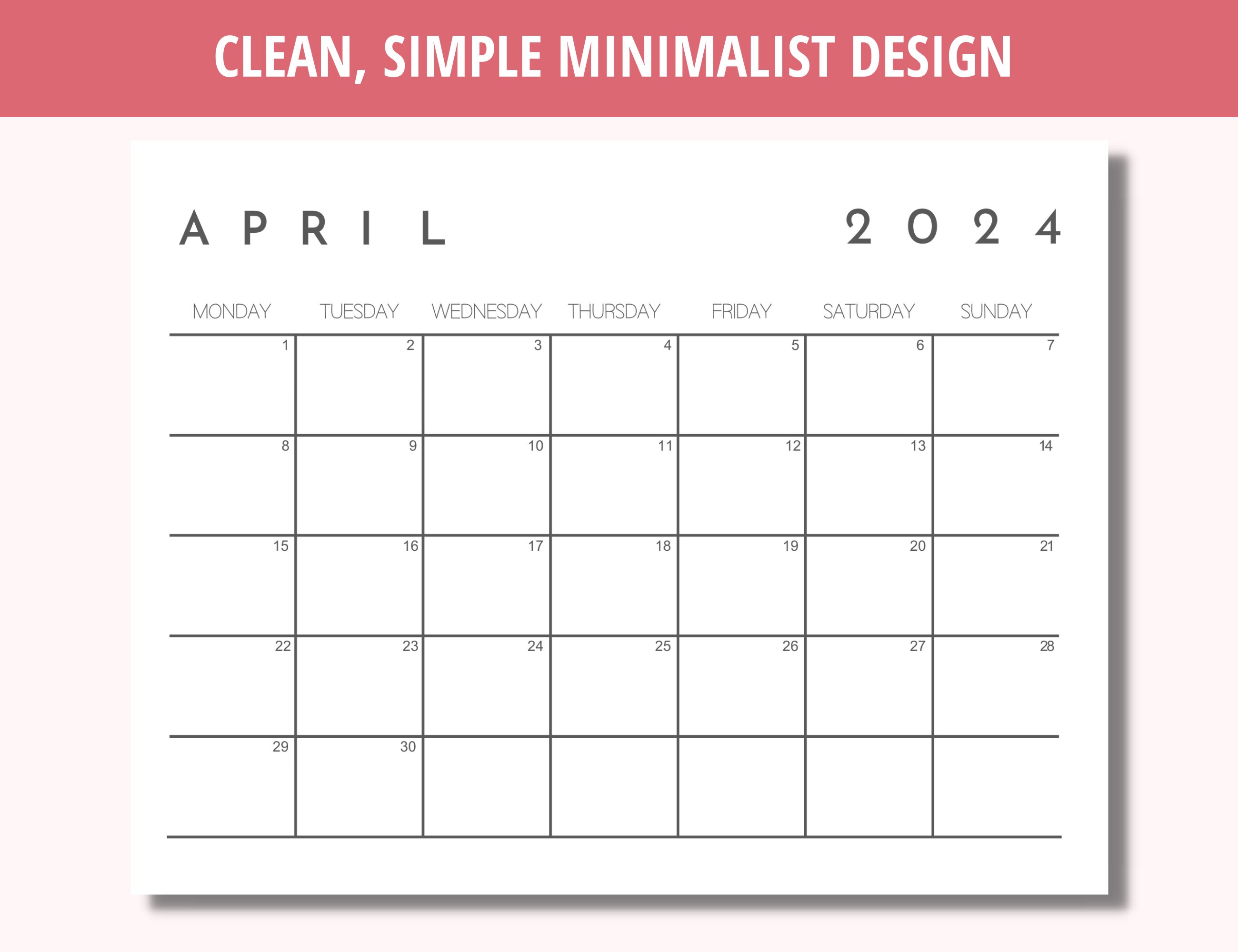 Calendar Printable 2023 Calendar 2024 Calendar Horizonal - Etsy UK