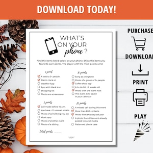 Whats On Your Phone Game, Whats In Your Phone Game, Printable Games, Cell Phone Game, Family Reunion Game, Office Party Game, Family Games image 7
