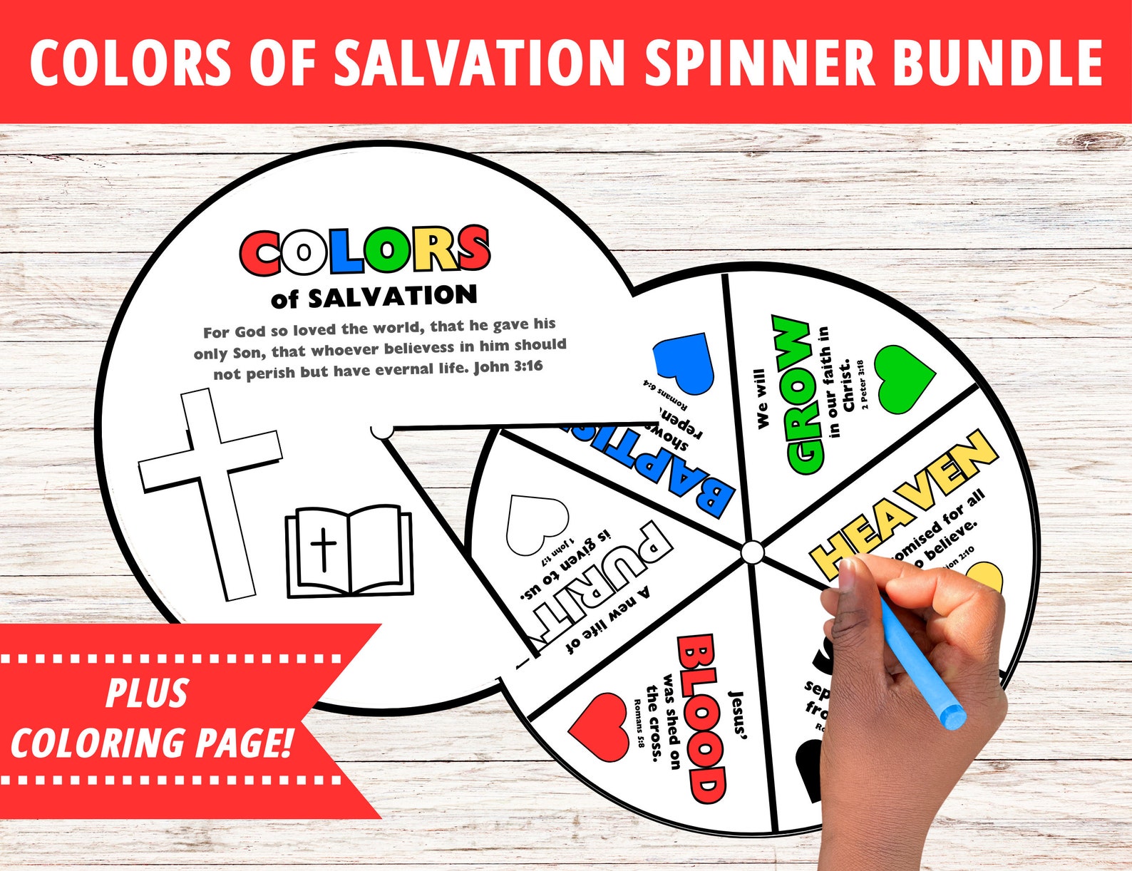 Color Wheel With Scriptures Salvation Color Wheel, Printable Bible Verse Activity, Colors of the ...