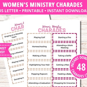 Women's Ministry Action Charades-kaarten, Bijbelspellen, afdrukbare Charades, Women's Retreat, Women's Fellowship-activiteiten, Bijbelspellen, PDF