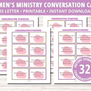 Gespreksstarters voor vrouwenbediening, gesprekskaarten, teambuilding en kerkprintables, Instant Download PDF, Bijbelspellen volwassenen