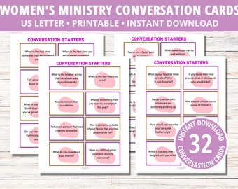 Women&#39;s Ministry Conversation Starters, Conversation Cards, Team Building and Church Printables, Instant Download PDF, Bible Games Adults