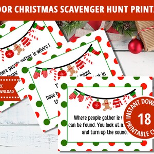Christmas Scavenger Hunt Printable, Christmas Treasure Hunt, Christmas Activity, Printable Holiday Games, Christmas Riddles, Christmas Games