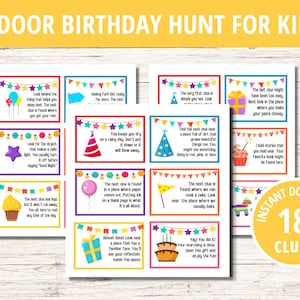 PRINTABLE Indoor Birthday Treasure Hunt, Instant Download, Scavenger Hunt for Kids