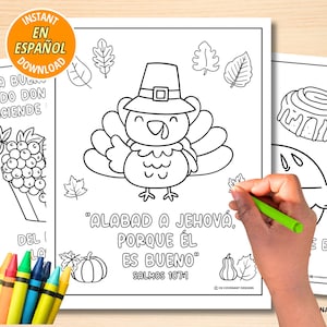 Thanksgiving kleurplaten, Spaanse bijbelvers kleurplaten, Thanksgiving-activiteiten, Thanksgiving-activiteit kinderbediening, Bijbel