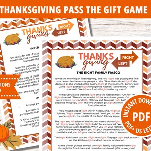 Pass the Gift, Left Right Game, Thanksgiving Game Adults Kids, Friends Giving Games, Printable Holiday Games, Pass the Gift Left Right Game