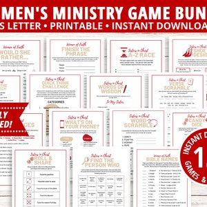 Frauen-Dienst-Spiel-Bundle, Bibel-Spiele, Gast-Bingo, Frauen-Retreat-Aktivitäten, Frauen-Gemeinschafts-Aktivitäten, Bibel-Match-Spiel