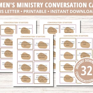 Women's Ministry Gespreksstarters, gesprekskaarten, printables voor teambuilding en kerk, pdf direct te downloaden, bijbelspellen volwassenen