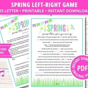Left Right Game, Left Right Poem, Spring Games, Gift Exchange Game, Easter Games, Pass the Prize, Left Right Party Game, Spring Games, PDF