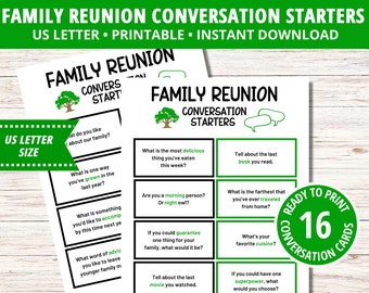 Family Reunion Conversation Starters, Conversation Cards, Team Building and Church Printables, Instant Download PDF, Bible Games Adults