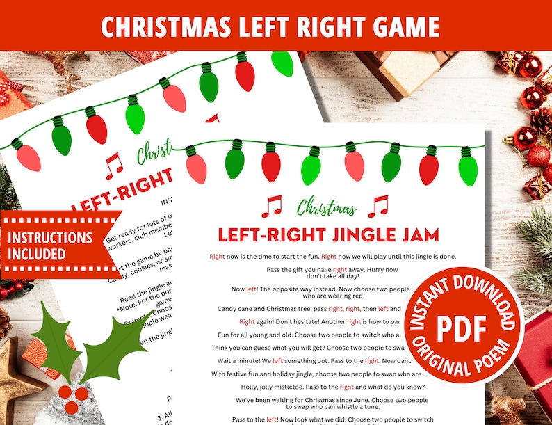 Left Right Game, Festive Fun, Gift Swap Game, Christmas Game, Gift Exchange Game, Christmas 