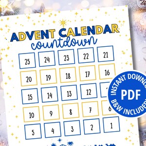 Christmas Countdown, Advent Calendar, 25 Days of Christmas Countdown Activity, Printable Christmas Activity, Countdown to Christmas Activity